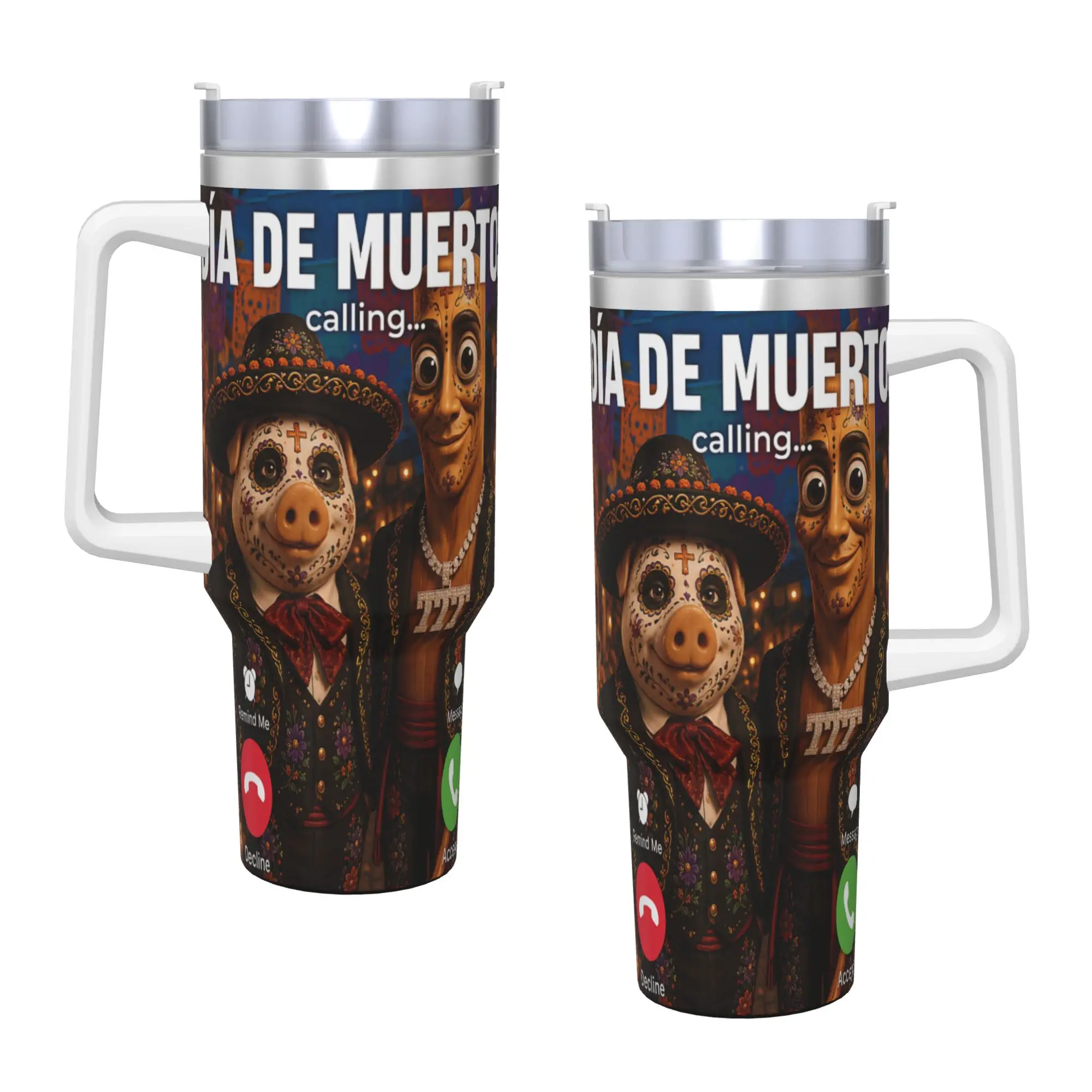 Stainless Steel Tumbler Day of the Dead Calling Dia de Muertos Tung Sahur John Pork Car Mugs Travel Hot Drinks Water Bottle