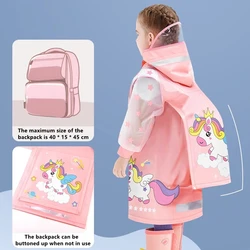 Kids Raincoat Waterproof Rain Poncho Cartoon Unicorn Dinosaur Children School Student Rainsuit Boys And Girls Travel RainWear