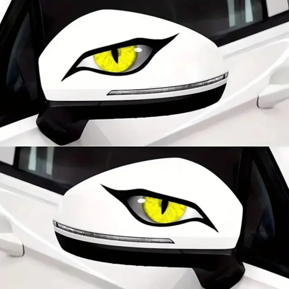 2 Pcs VINYL 3D Stereo Eyes Stickers Strong Reflective Waterproof Car Decoration Stickers Cat Eyes Design