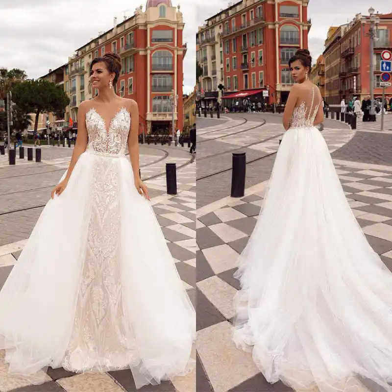 

Изящное белое свадебное платье трапециевидной формы без бретелек с аппликациями без рукавов, индивидуальное платье невесты больших размеров, специальное платье Ocn Vestidos De