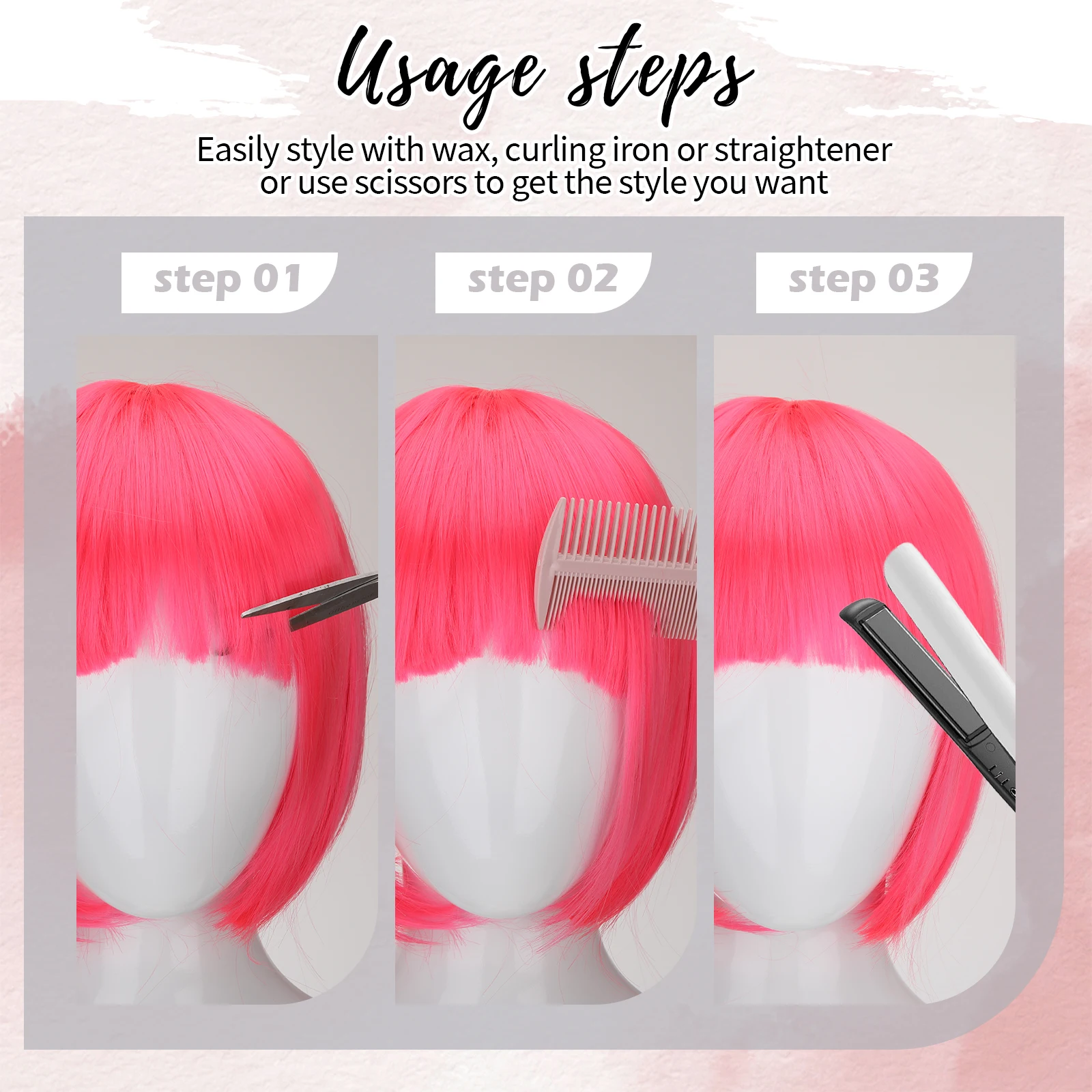 

Durable Synthetic Wig With Bangs For Hair Replacement Suitable For Various Occasions Short Straight