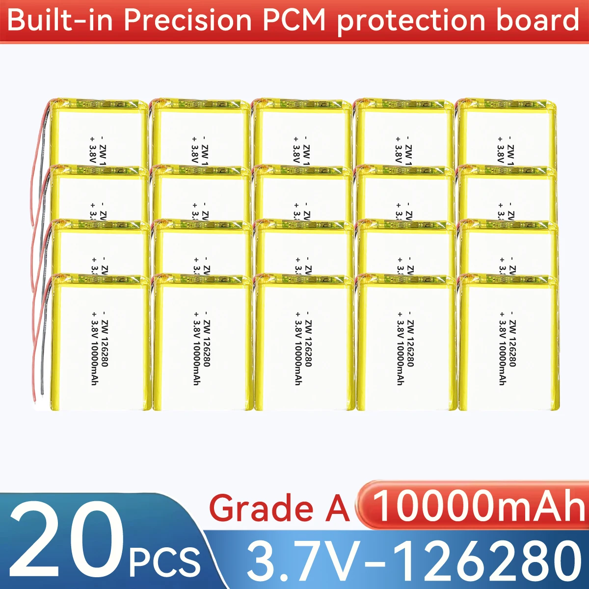 1-20PCS 10000mAh 3.7V 126280 3.85V Polymer Lithium Ion Li-ion Rechargeable Batteries for Power Bank DIY Replacement  12*62*80mm