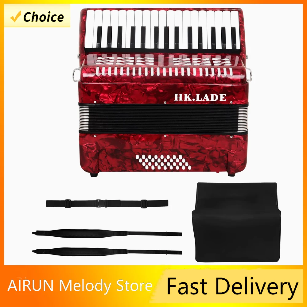 

HK · LADE AH-80 Красный аккордеон, 32 клавиши, 32 басовая клавиатура, деревянная конструкция, противоскользящая, удобная, используемая для тренировок