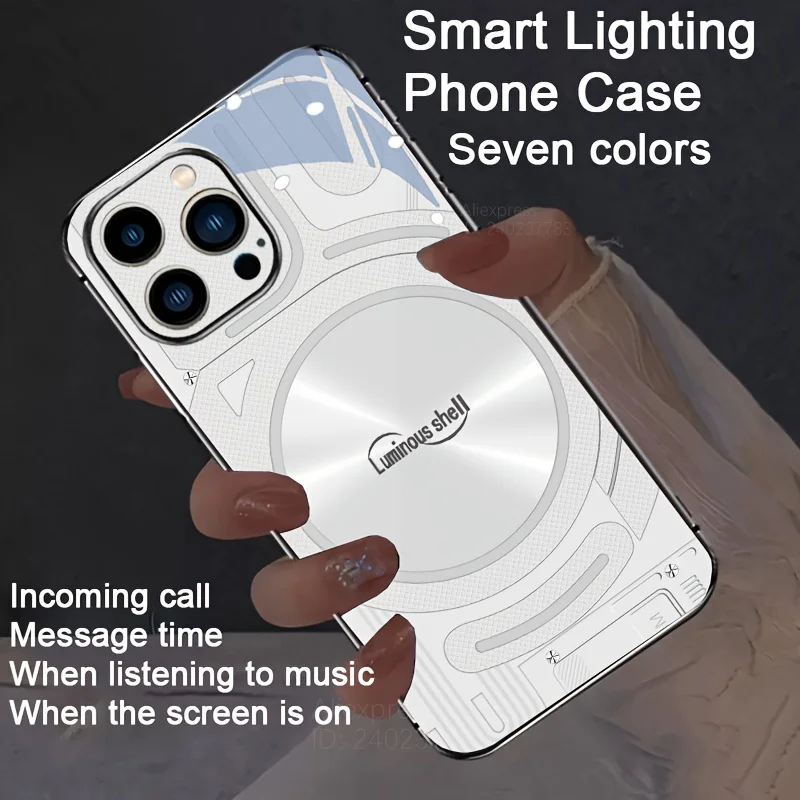 

Sound control Light Luminous Glass Case For iPhone 16E 16 Plus 15 13 12 14 11 17 Pro Max Logo Glowing Phone Cover LED Funda