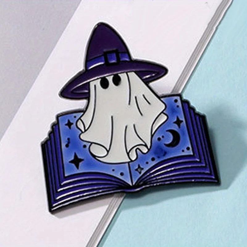 

Ghost Magic Book Luminous Brooch Halloween Horror Fluorescent Needle Badge Accessory