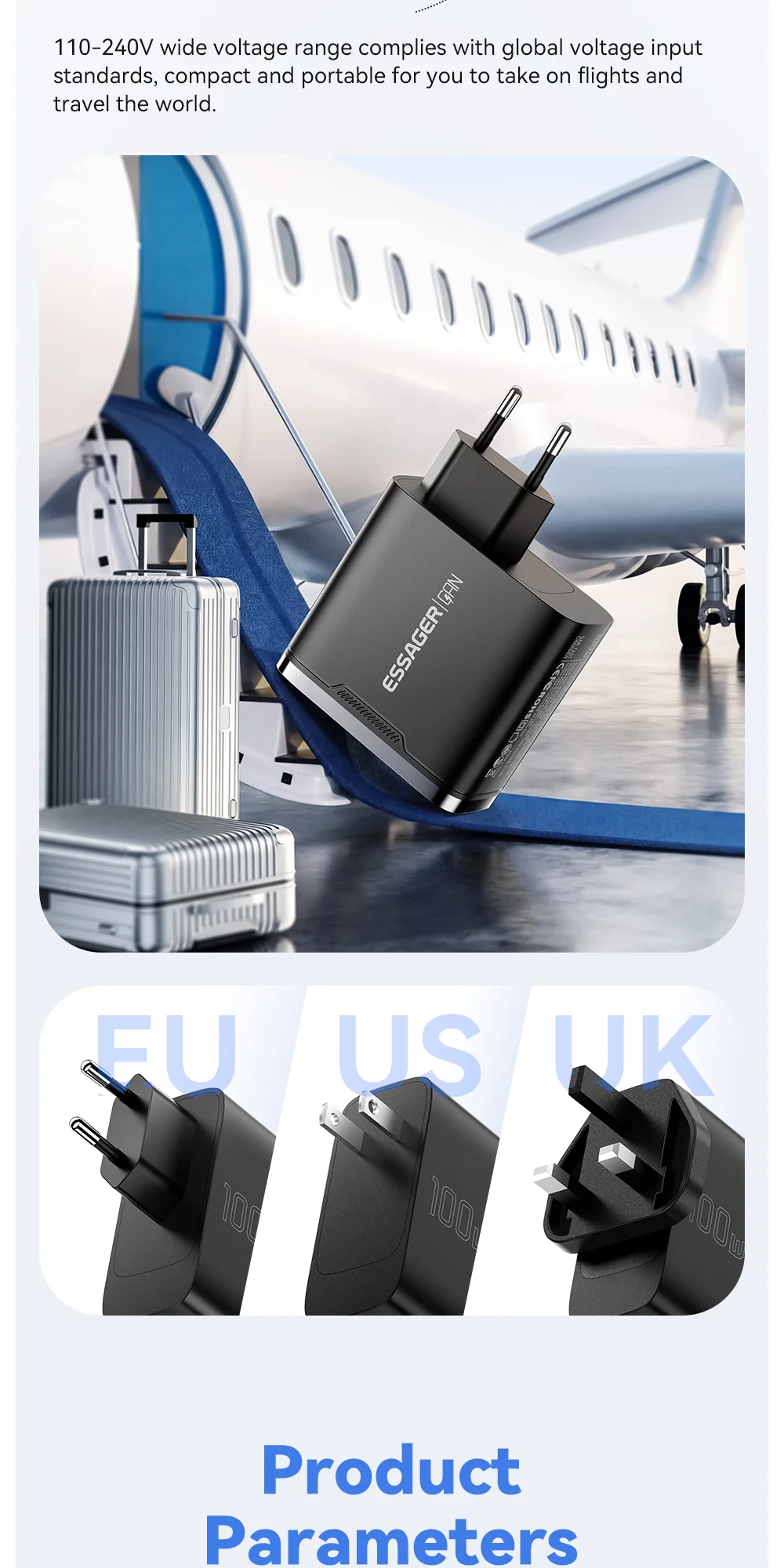 Essager GaN USB-C Ladegerät 100W mit Digitalanzeige, Typ-C Schnellladegerät für iPhone 17 16 Samsung Xiaomi Tablet MacBook Pro – Detail 9