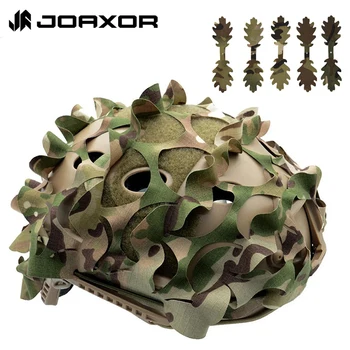 Joaxor malha respirável camo tático capacete capa tático caça tiro engrenagem rápida capa de capacete em tamanho m/l