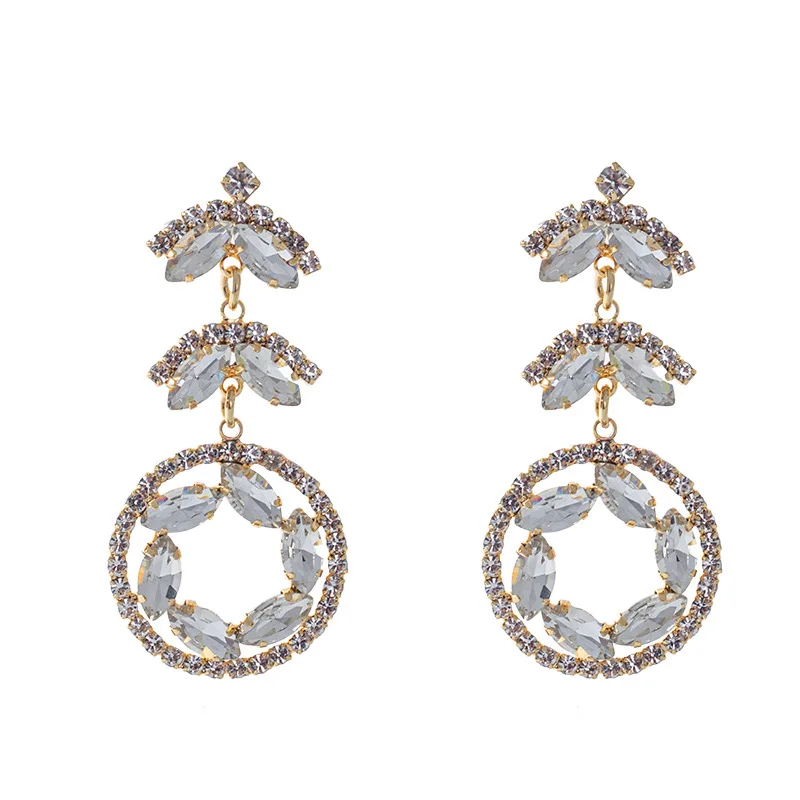 Fashion Diamond Series Creative Temperament Crystal Diamond Earrings Flower Earrings Female Super Flash Internet celebrity ins