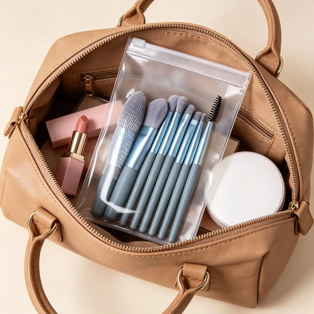 2 Sets Total 16 Pcs Mini Travel Makeup Brush Set, Soft Synthetic Cosmetic Brushes Kit with Storage Bag, Portable Small Foundation Blush Eyeshadow Brow Brushes for Women Daily Travel Holiday Gift