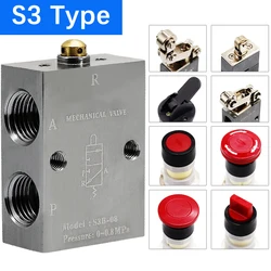 S3B/C/D/Y/R/S3L/V/S3PL/PP/PF/PM/HS-M5/06/08 Roller type Mechanical valve switch Pneumatic 3/2 Way Control Valves  M5 1/8 1/4