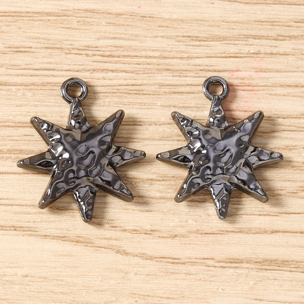 Tusember 5 Stück Hip-Hop Gun Black Sonne Mond Stern Herz Anhänger für Halsketten, Ohrringe, Armbänder, Schmuckherstellung, Bastelzubehör – Detail 7