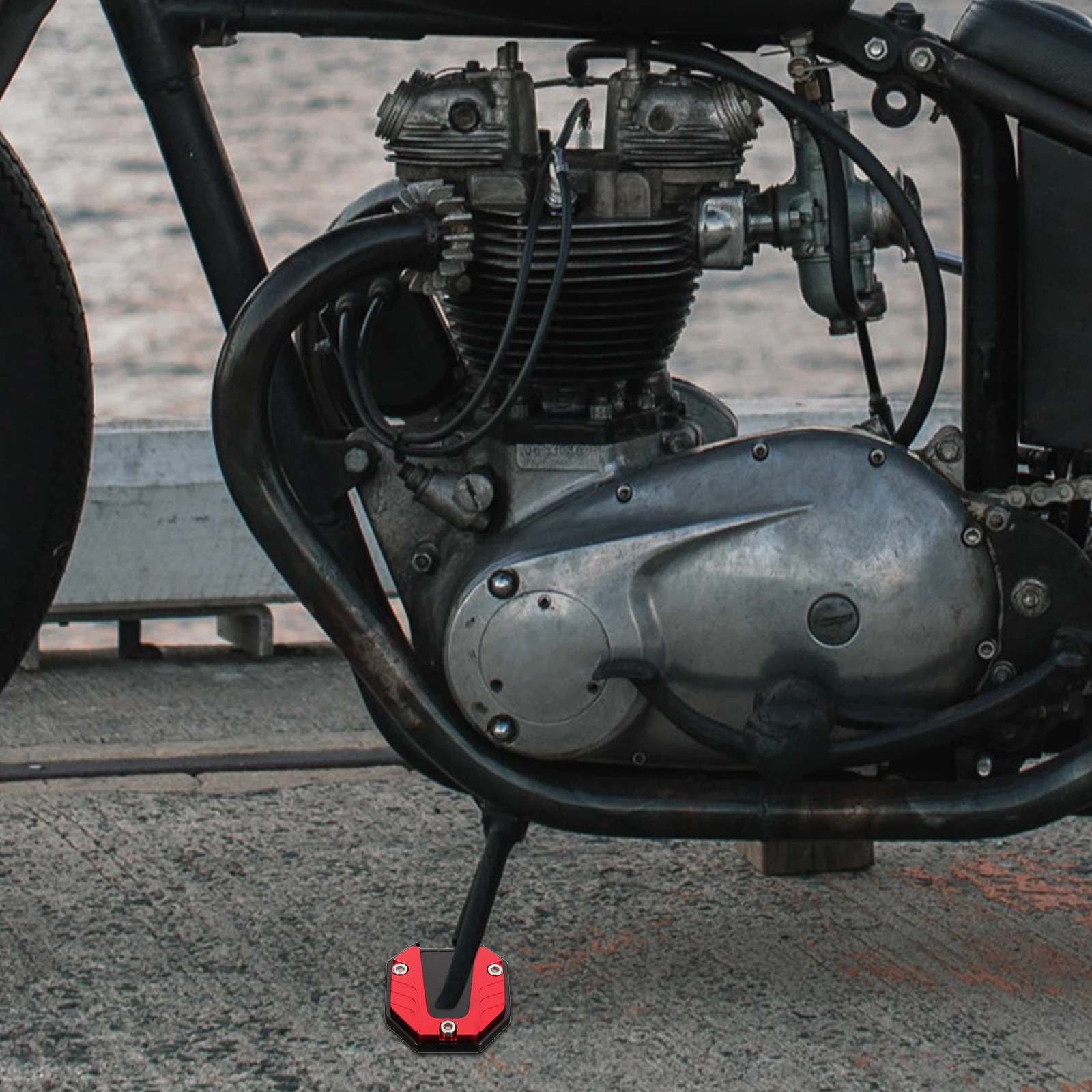 

Scooter Motorcycle Side St Extender Kickst Pad Enlarged Base Red Anti Slip Support Plate Bike Grass Ground Aluminum Accessories