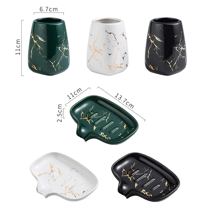 luxury dark green ceramic bathroom four-piece set soap dish gargle cup lotion bottle bathroom accessories porcelain holder decor