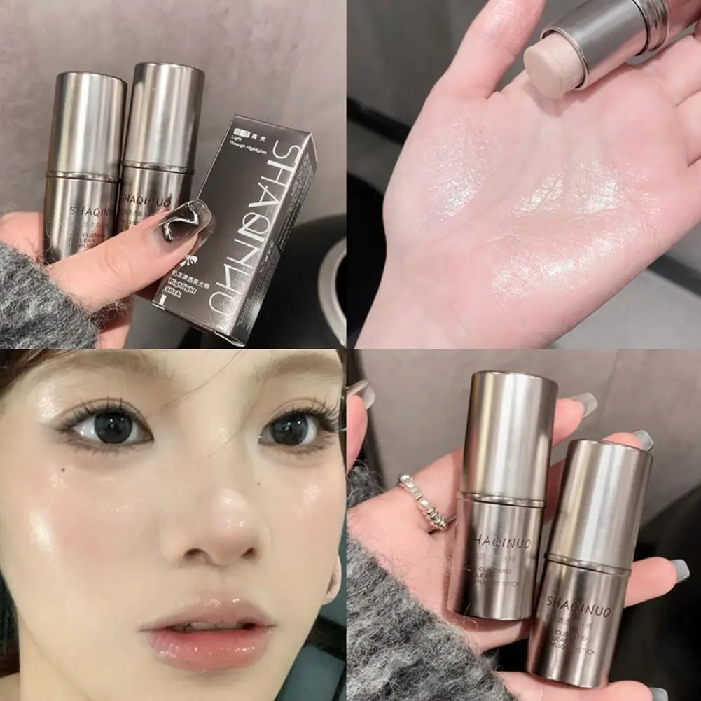 Perolado Highlighter Stick, ilumina os olhos e maquiagem contorno, brilhante Silkworms olho iluminar e rosto molhado, V4F5