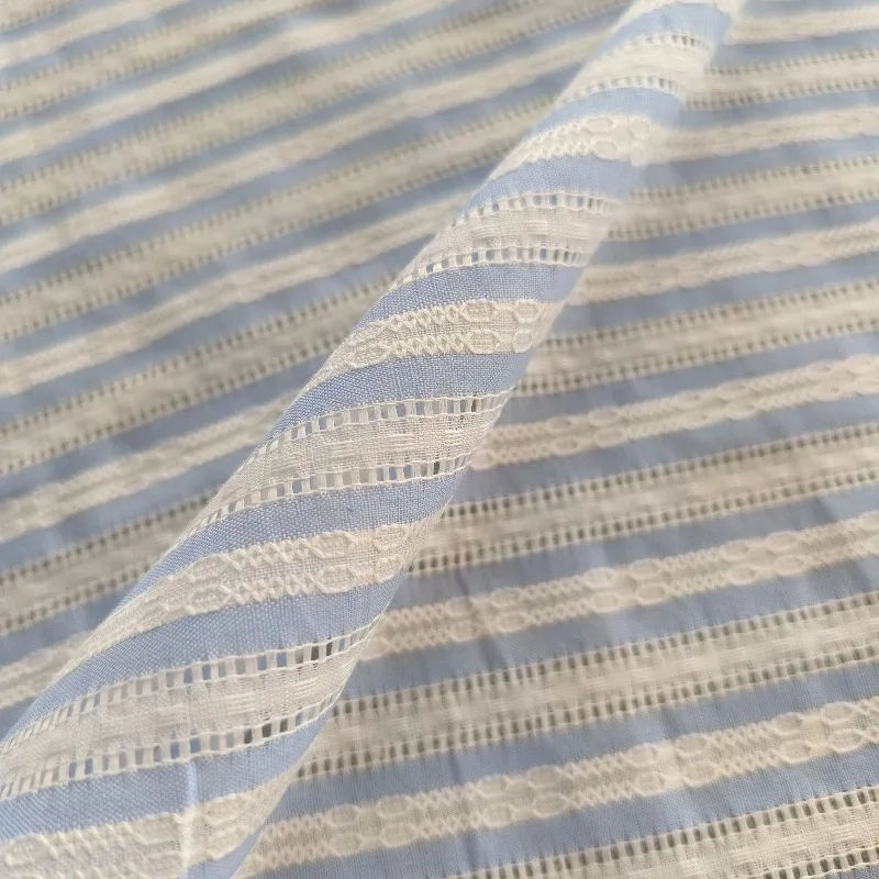 Korean Style Striped Openwork 100% Cotton Fabric for DIY Doll Clothing Children Dress Spring Summer Sewing Craft Material view 3