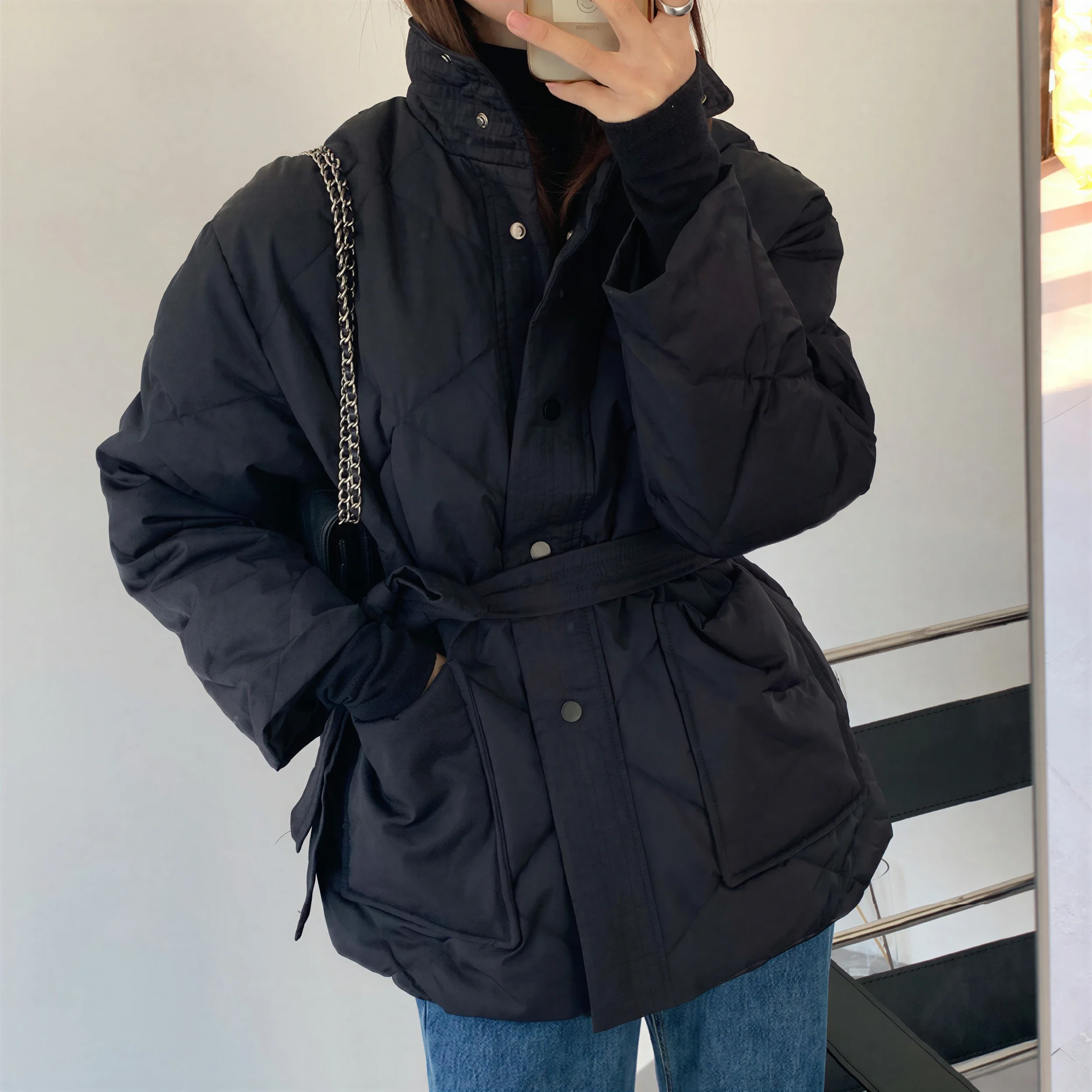 

Женские парки унисекс, осенняя модальная смешанная подкладка для похудения, расширенный подол, униформа для колледжа в консервативном стиле, простая привлекательная молодежная современная одежда