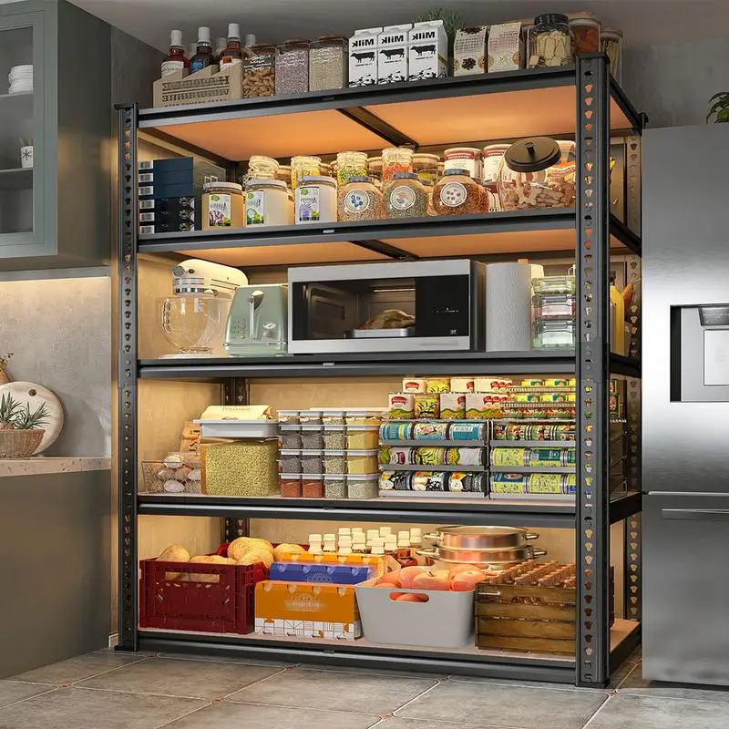 وحدة رفوف جراج مكونة من 5 طبقات، ارتفاع 72 بوصة، رف تخزين معدني قابل للتعديل لتنظيم المطبخ في المستودعات #1
