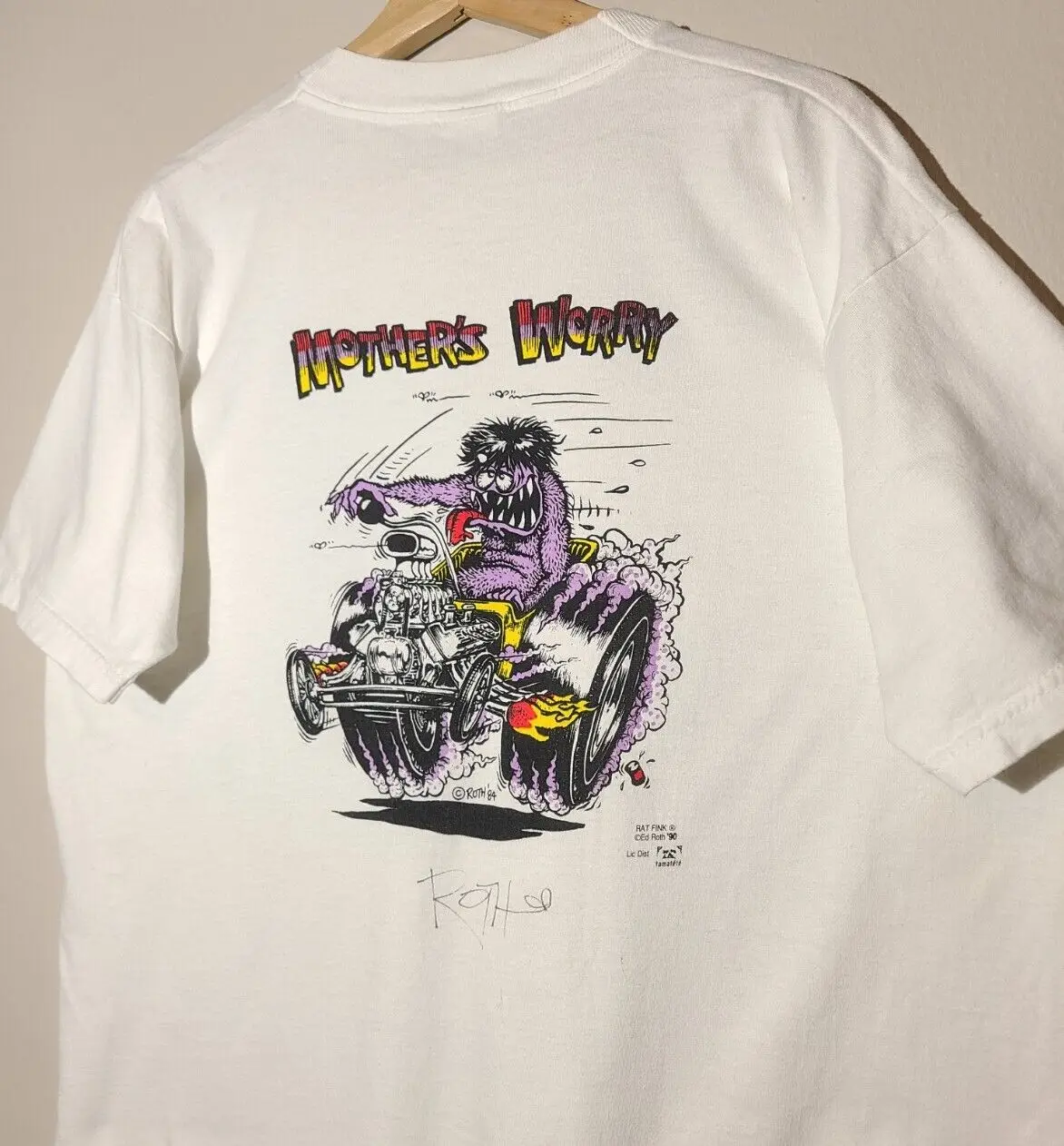 Vintage Rat Fink Mother Äôs Worry T Shirt Xl Big Daddy Ed Roth Hot Rod 90S Signed