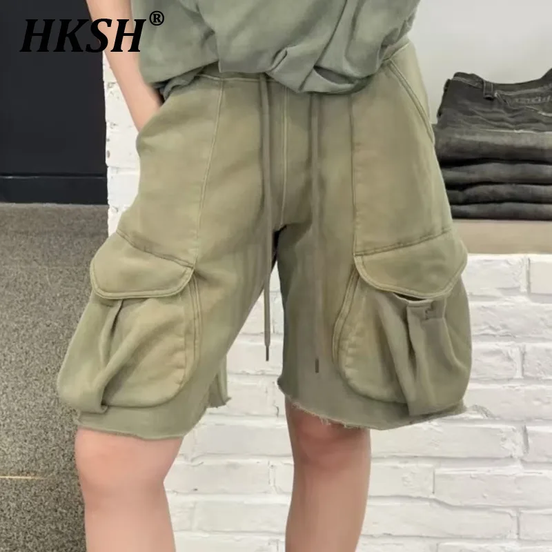 

HKSH Summer New Women Tide Chic Fashion High Street Trendy Casual Solid Color Pocket Drawstring Elastic Waist Short Pants HK5986