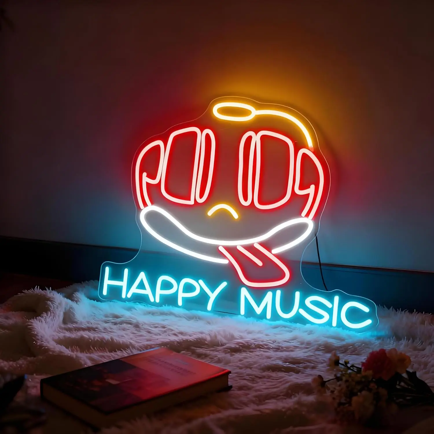 

Happy Music Neon Sign LED USB Neon Light for Bedroom Game Room Man Cave Party Bar Club Garage Home Living Room Decoration Gift