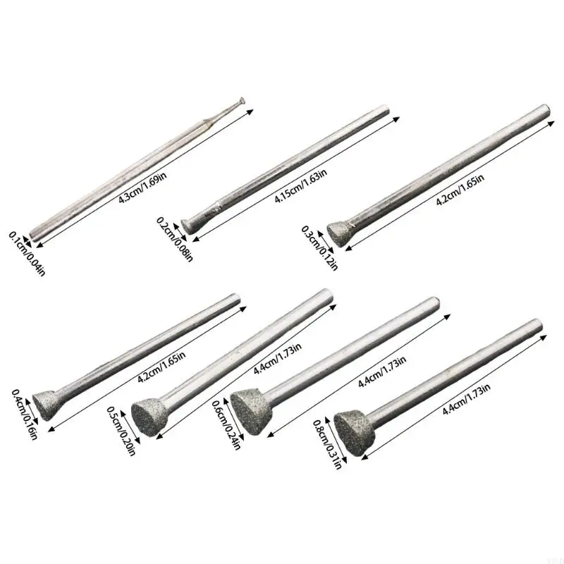 652F 10Pcs Jades Shaping Polishing Tool Jades Jewelry Rounding Bit Diamonds Rings Polishing Bit Rounding Grinding Bit