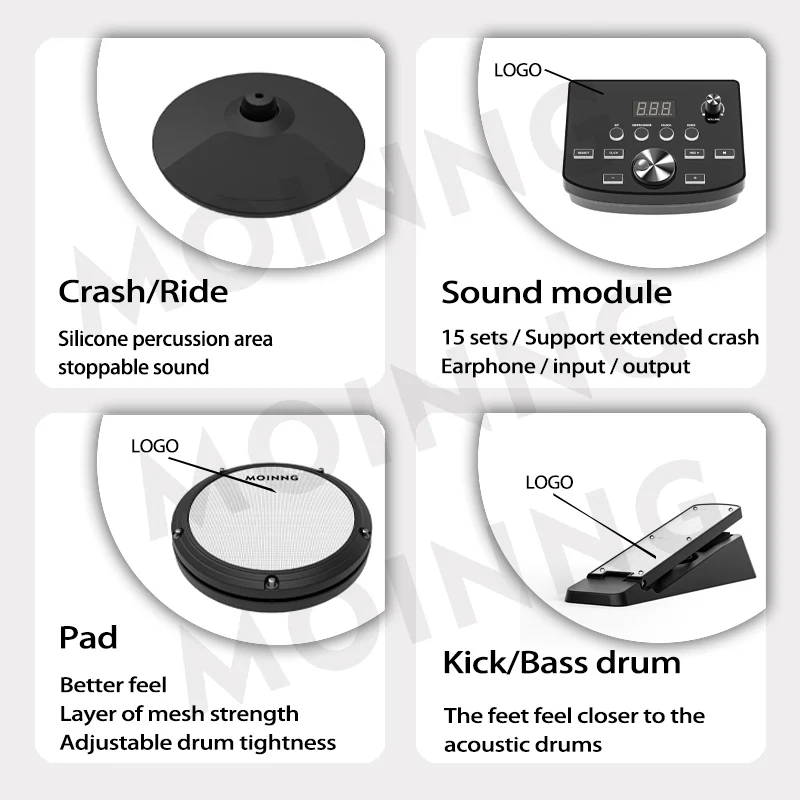 MOINNG MD-200A Musical Drums Electronic Kit Manufacturer Cymbal Factory Electric Vs Acoustic