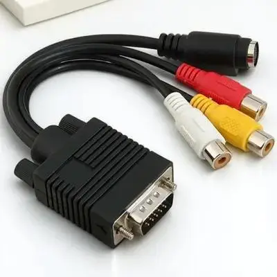 

Vga to S-Video 3 Rca Av Converter Cable Copper High Quality for Laptop Desktop Vga Output Adapter