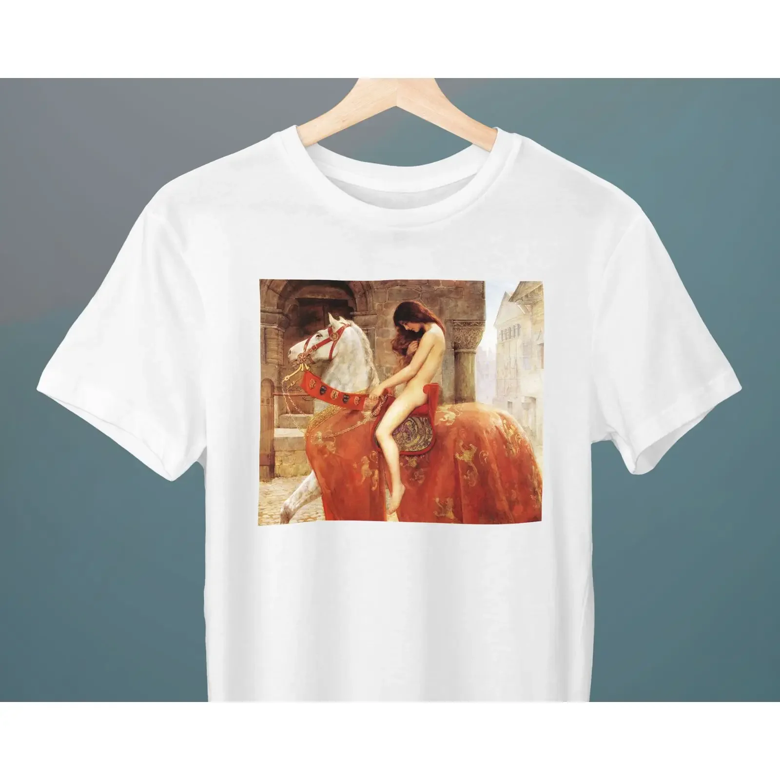Lady Godiva John Collier Pre Raphaelite Painting Art T Shirt for Lovers  vintage Washed graphic Top For Everyday Wear Stretched