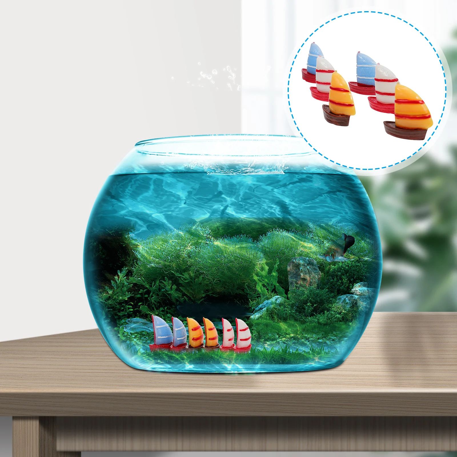 15 個樹脂装飾ミニヨット水槽用 DIY 海洋ボート装飾小さな風景装飾水族館ヨットボート型
