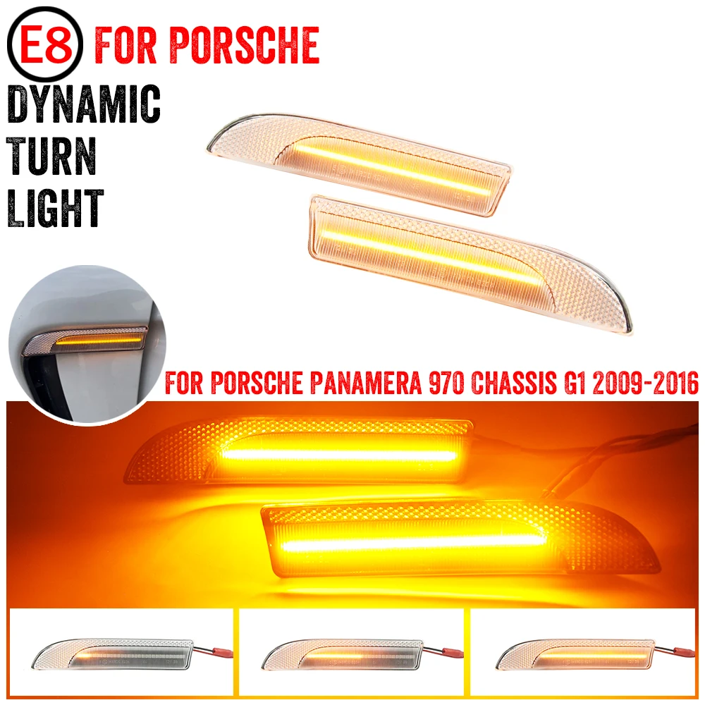 LED Turn Signal Indicator Dynamic Amber Lights For Porsche Panamera 970 Chassis G1 Before Facelift Car Side Marker Lamp 1Pair