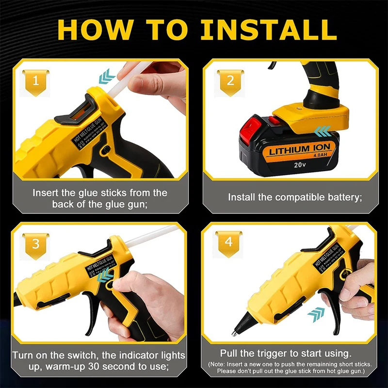 Cordless Hot Glue-Gun For Dewolt 18V 20V Max Battery Use For Arts&Crafts&DIY Electric Heat Repair Tool