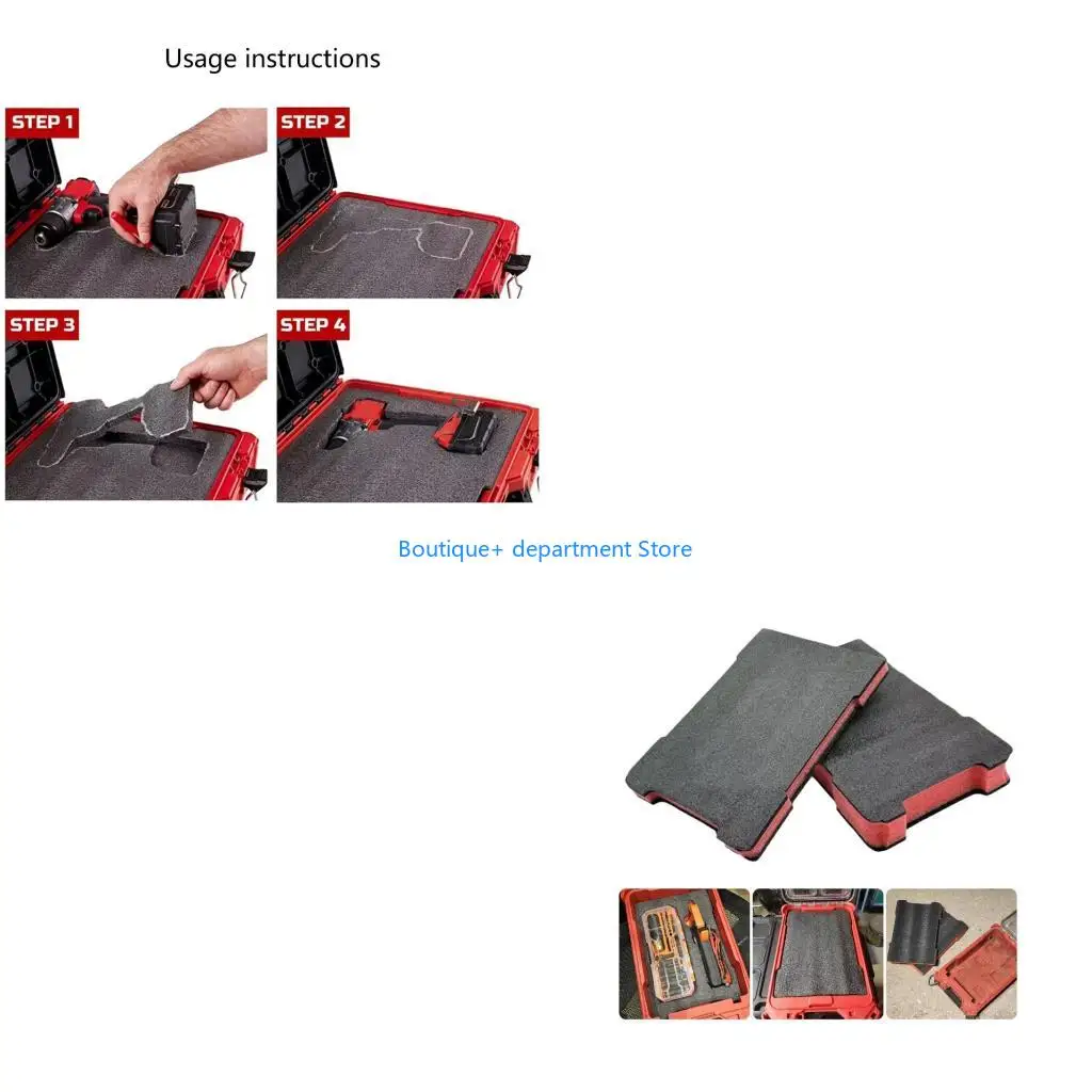 E1PD Toolbox Storage Foam Inserts Liners Thick Layer for Heavy Equipment Thin for Precise Parts Organization Efficiency
