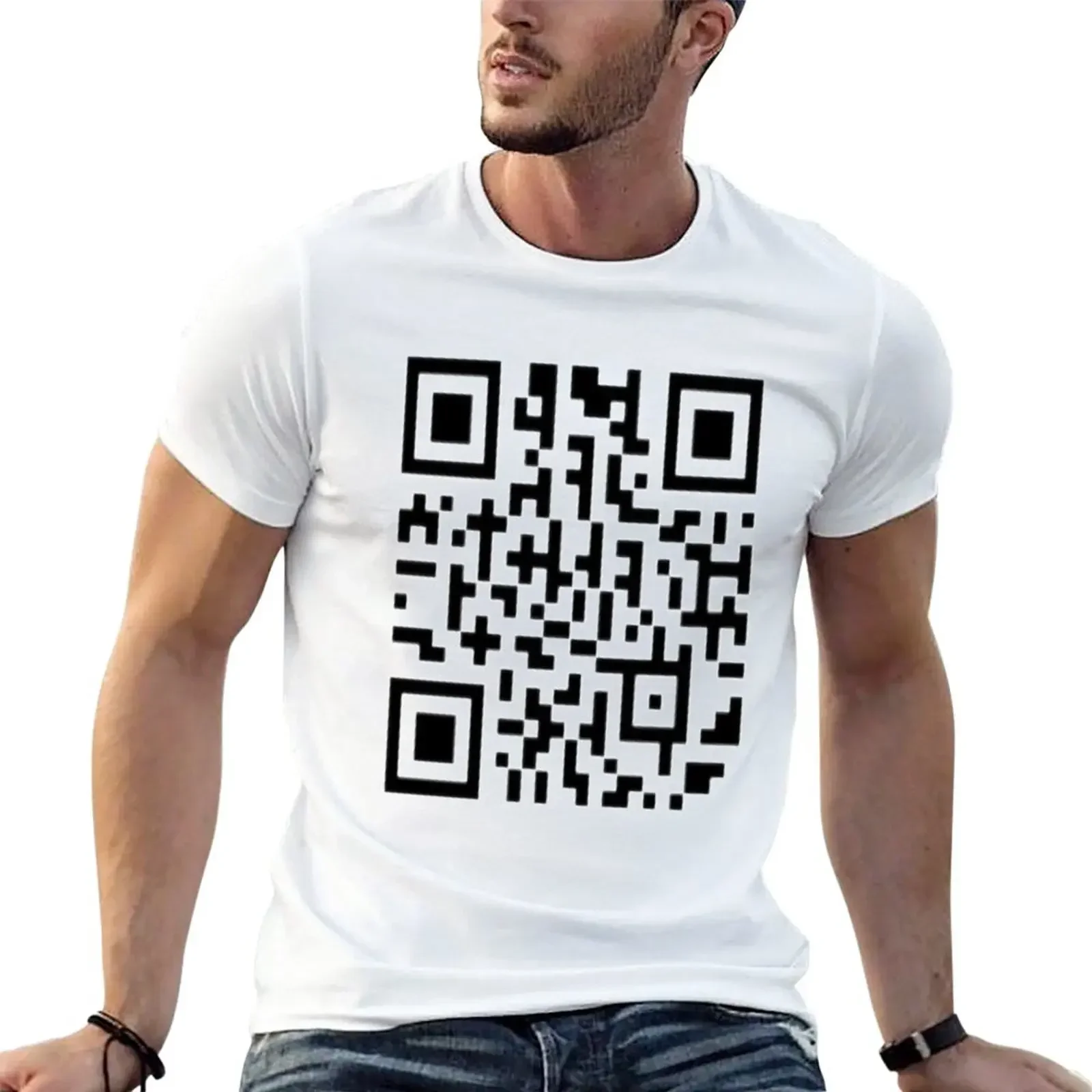 Rickroll qr code T-Shirt plus sizes funnys t shirts men