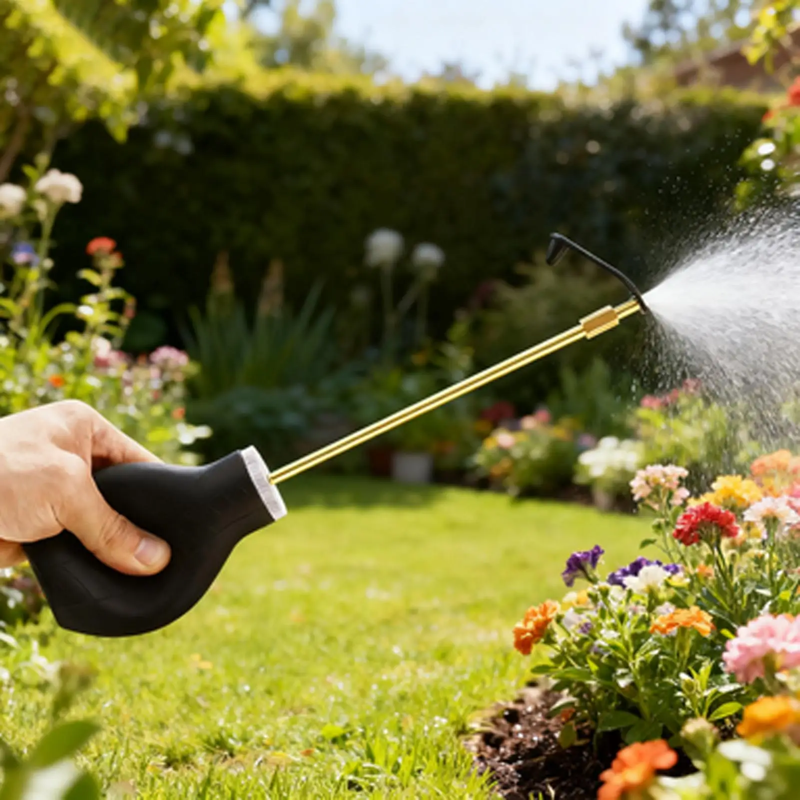 Garden Powder Applicator Dispenser with Long Metal Tube Bulb Duster Sprayer Insect Duster for Home Powder for Organic Gardening