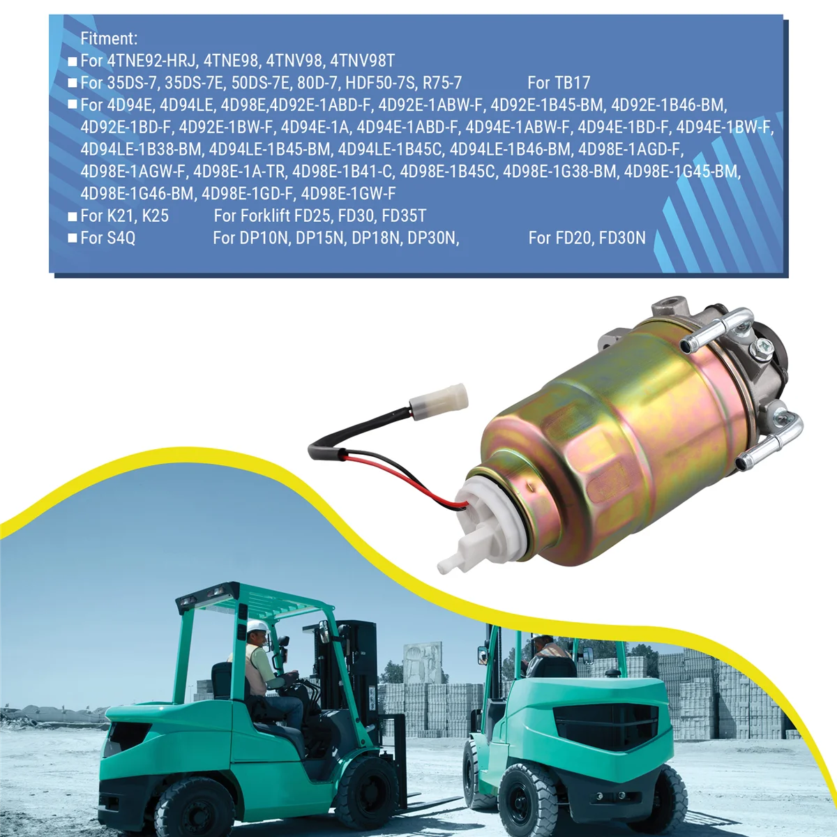 

Highly Recommended.Forklift Fuel Filter For Mitsubishi Engine S4S Yanmar 4TNE92-HRJ