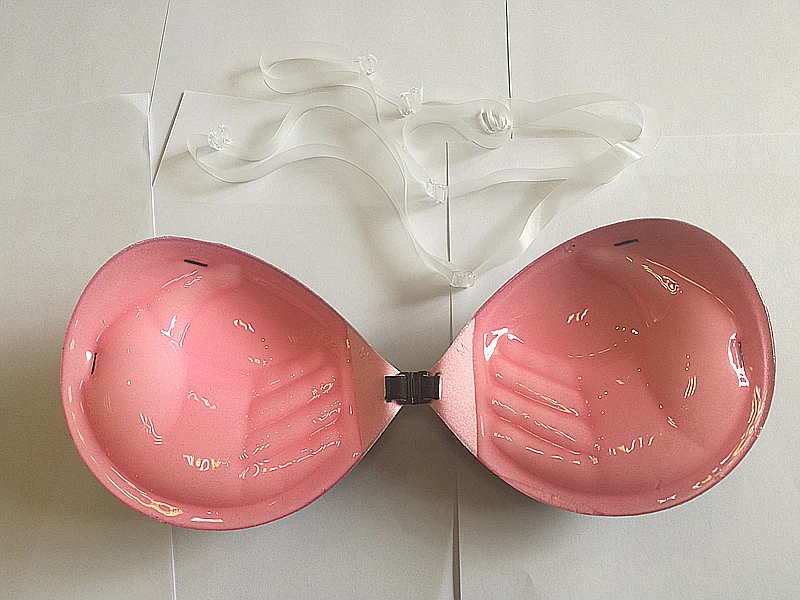 Strapless Seamless Push Up 2 in 1 Color Silicone Self Adhesive Reusable Invisible bra with clear straps