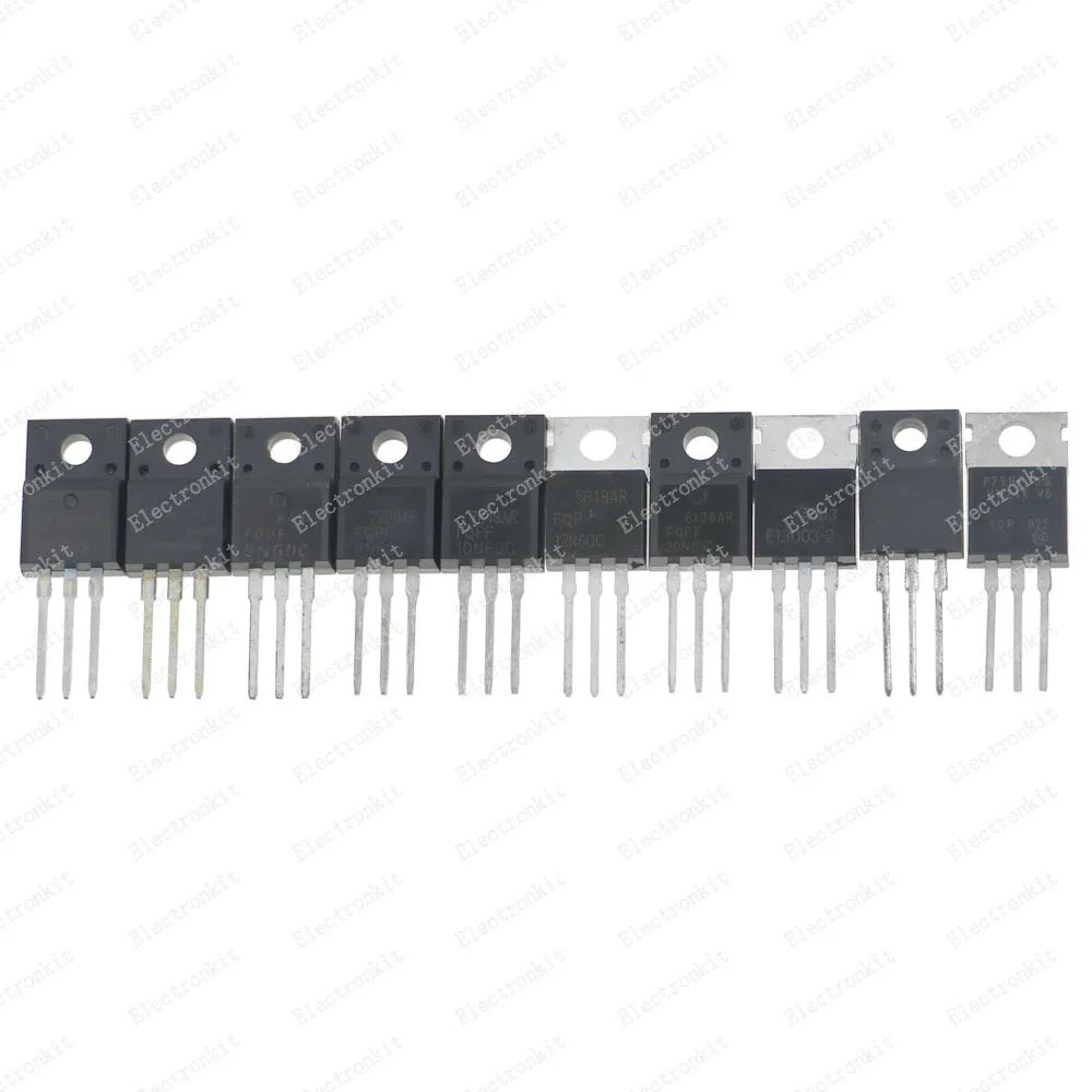 50Pcs 10Values TO-220 Mosfet Transistor Kit Box 2N60 4N60 5N60 8N60 10N60 12N60 20N60 13003 MBR20100 75NF75