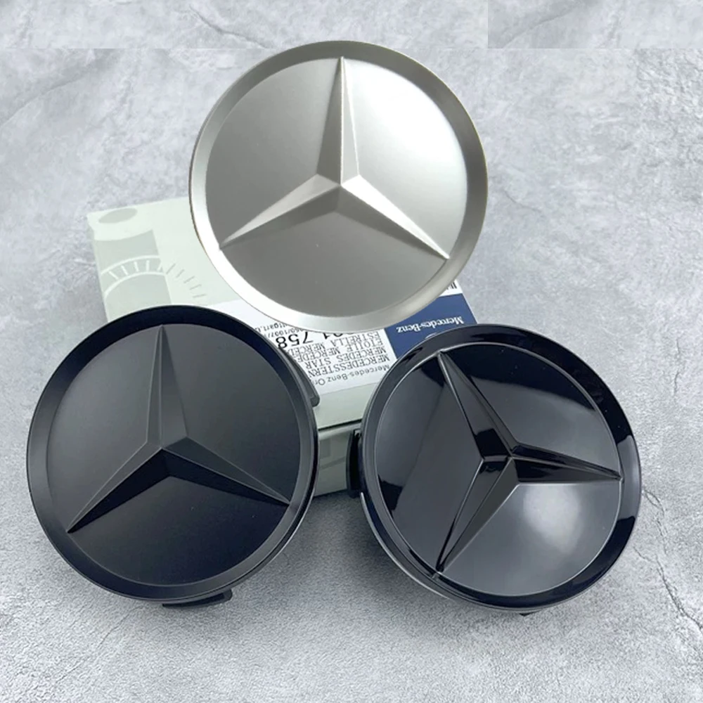 4pcs 75mm Mercedes Wheel Center Caps For W176 W177 W203 W204 W205 W166 W167 X156 X253 W463 W464 W218 W219 W222 W223 W246 W247