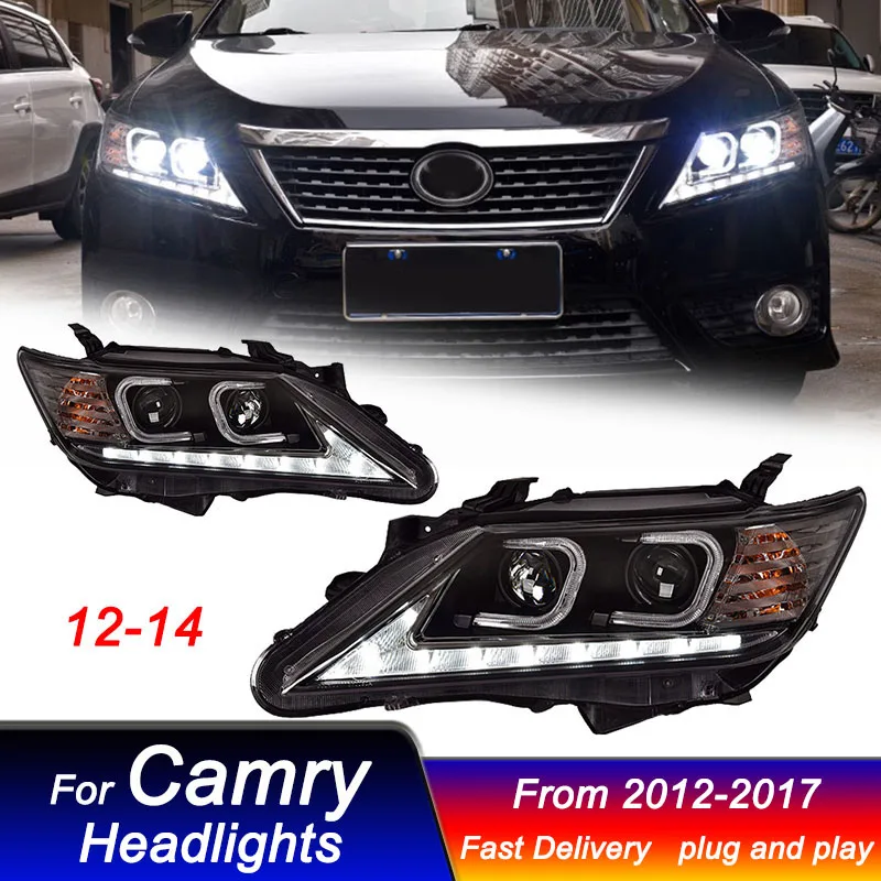 

Автомобильные фары для Toyota Camry 2012-2017, новый стиль, светодиодные фары, обновление DRL, динамическая сигнальная лампа, передний фонарь в сборе