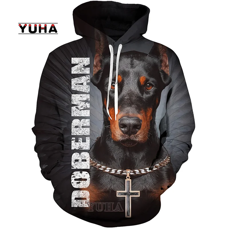 Doberman Spring Autumn Fashion Unisex 3D Print Novelty Hoodie Sweatshirt Animal Pullover For Women and Men