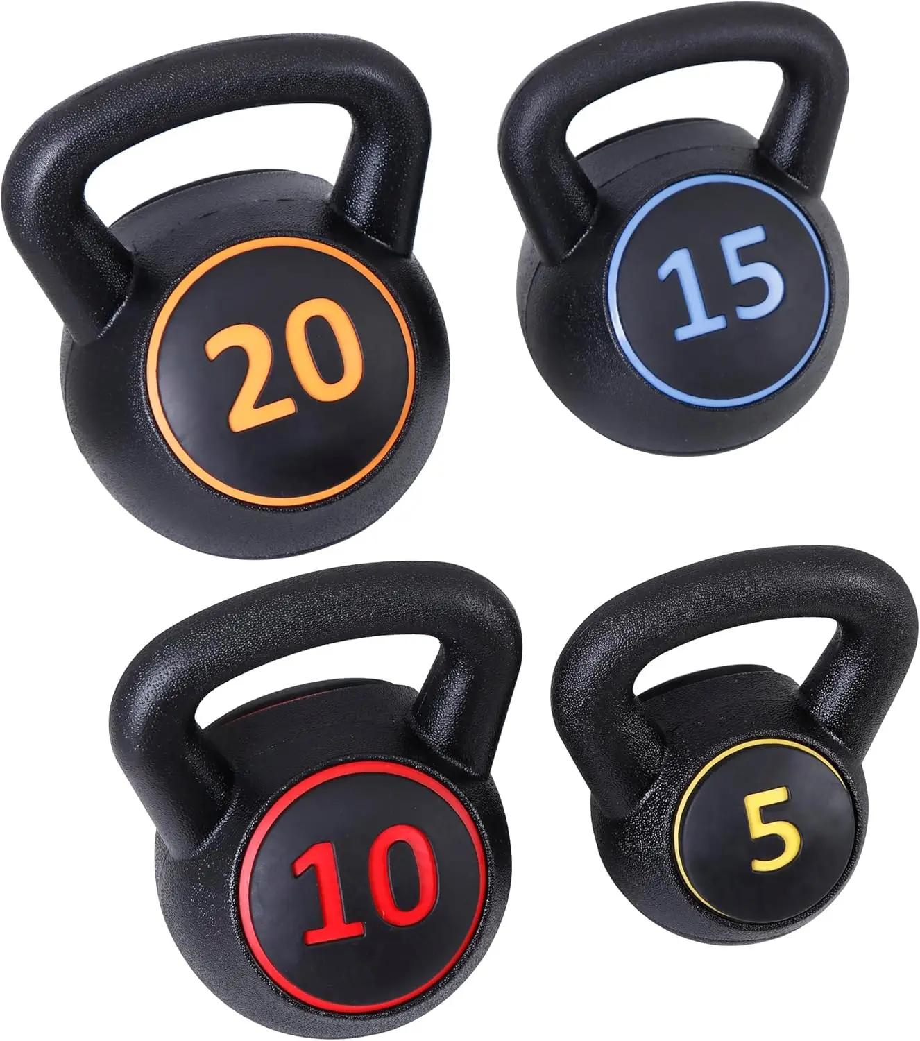 Juegos de pesas rusas de 4 piezas para mujeres y hombres, campana para ejercicios de gimnasio en casa, pesas rusas para entrenamiento de fuerza física, 5/10/15/20 libras completas