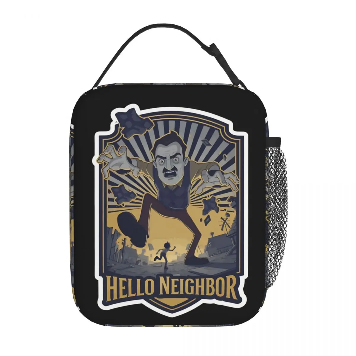 Hello Neighbor Poster Monster Chase Action Badge Insulated Lunch Bag Leakproof Meal Container Cooler Bag Tote Lunch Box