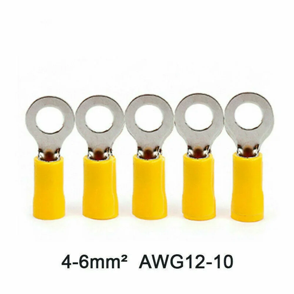 10/50/100PCS Yellow Ring 4-6MM Insulated Wire Connector Electrical Crimp Terminal Cable Wire 12-10AWG Car Audio Crimp Connectors