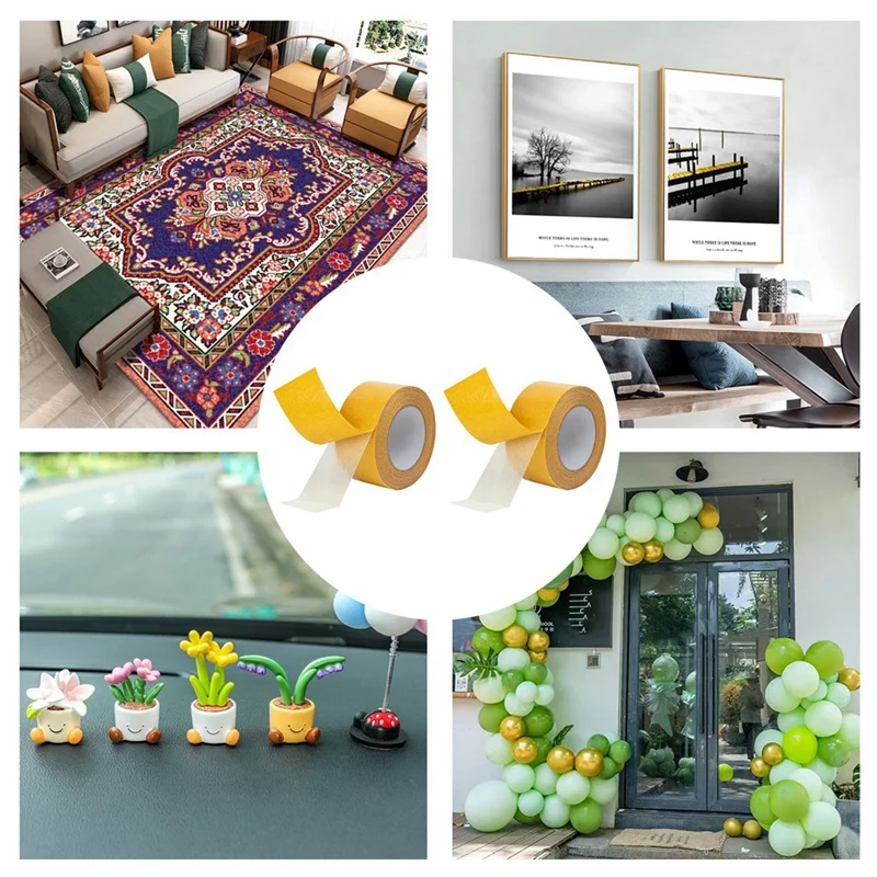 Fita dupla face do tapete, alta aderência tapete fita com rasgo fácil, fita resistente, 66FT