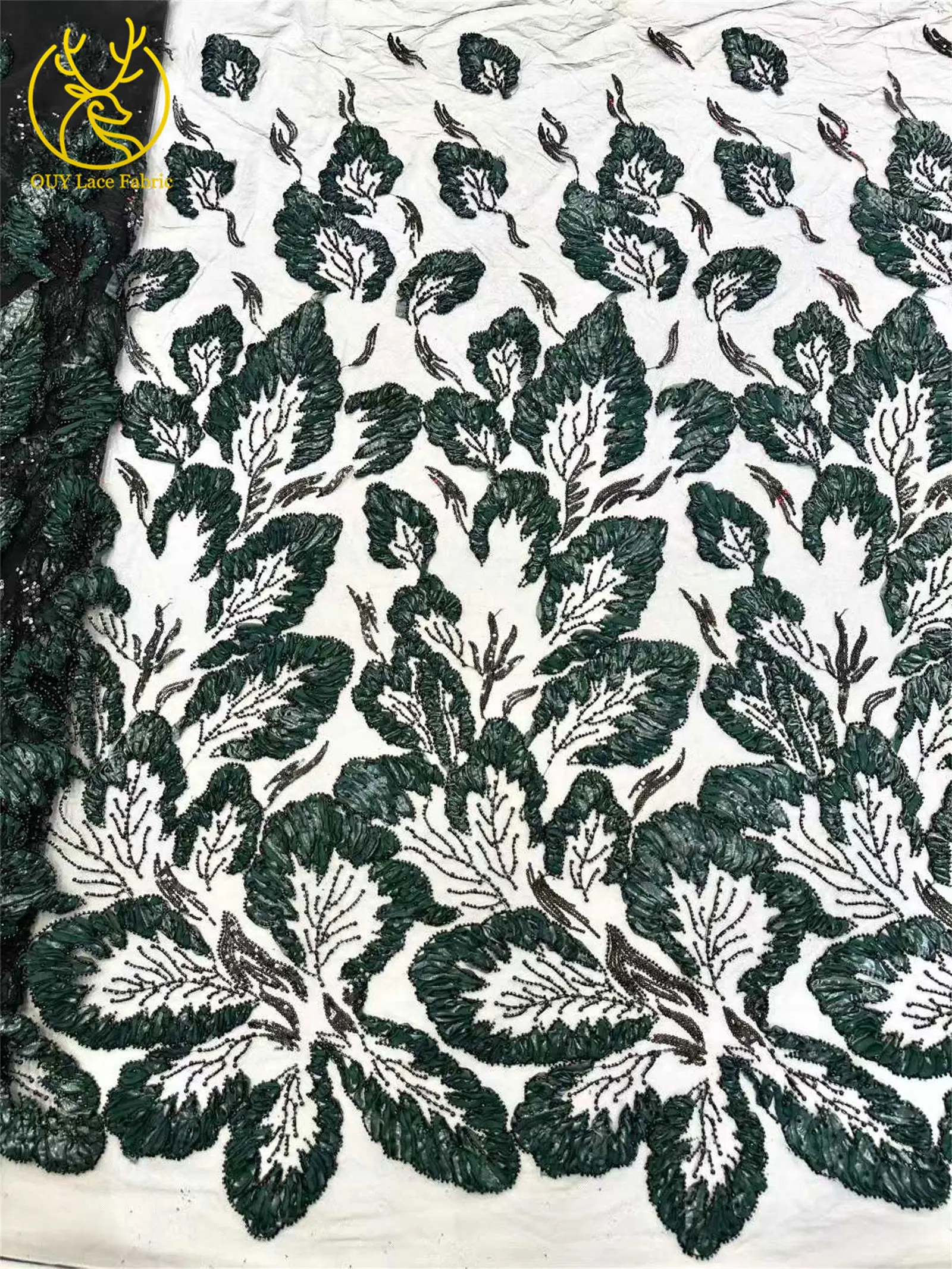 Ultimo tessuto di pizzo africano con perline in tulle 3D 5 metri di pizzo nigeriano con paillettes premium in stile francese adatto per indumenti da cucire