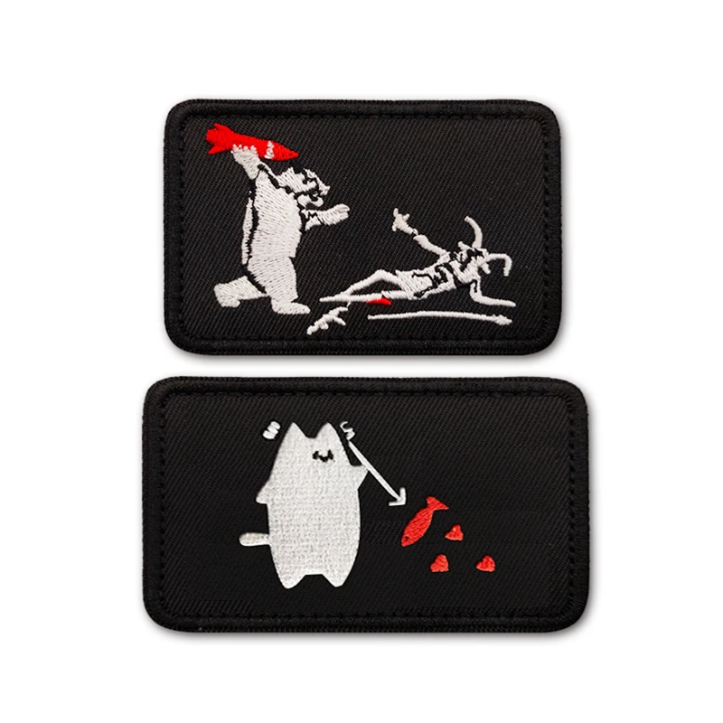 Cat Spearfish Missile Bear ricamo Patch Blackbeard Pirate Flag distintivo tattico per abbigliamento giacche decorazioni fai da te Applique