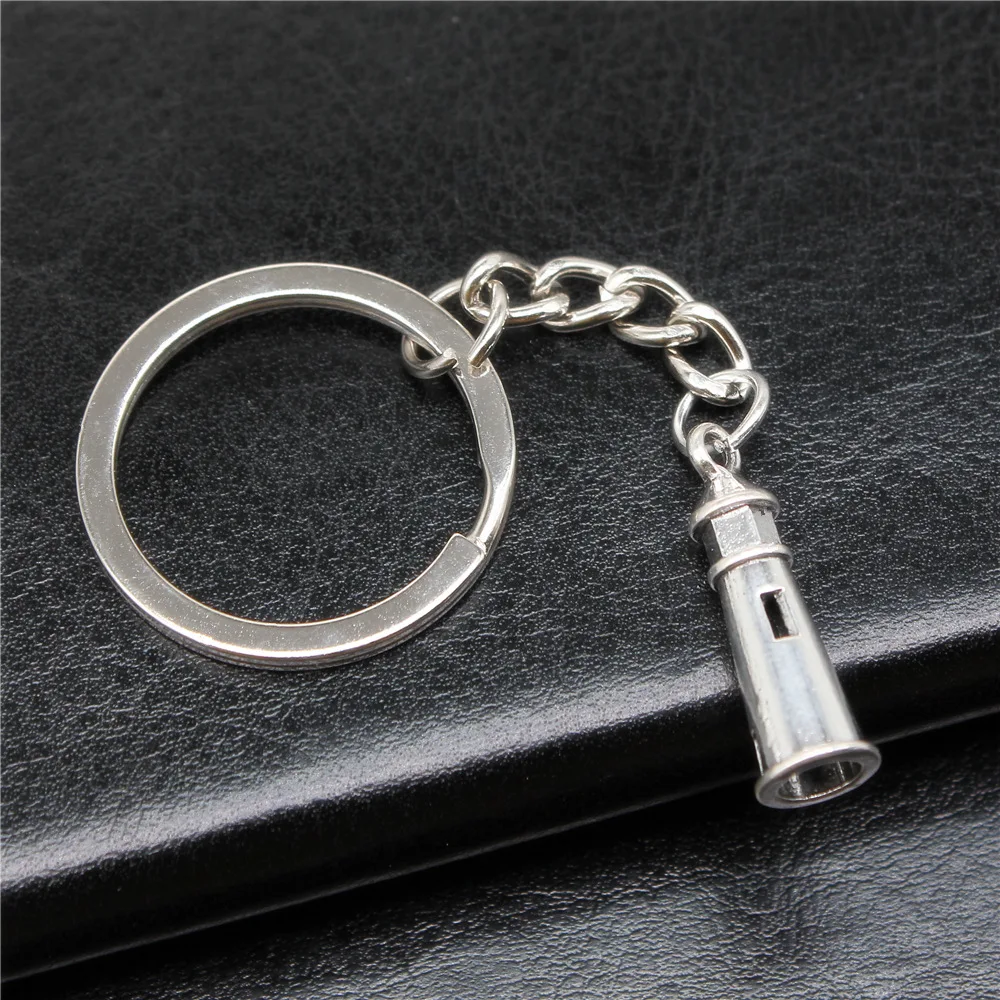 DIY Metal Holder Chain Men Keychain Vintage 2 Colors 25x8mm Lighthouse Pendant Souvenirs Gift