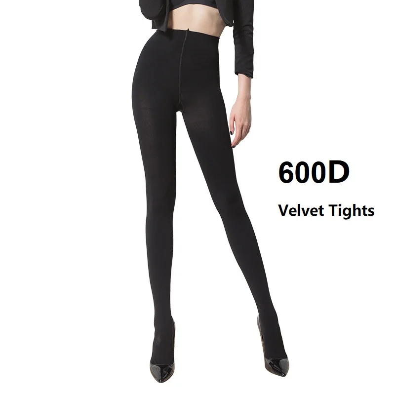 High Waisted Thermal Tights for Women, Velvet Pantyhose, Leg Pressure, 600D, Spring and Autumn