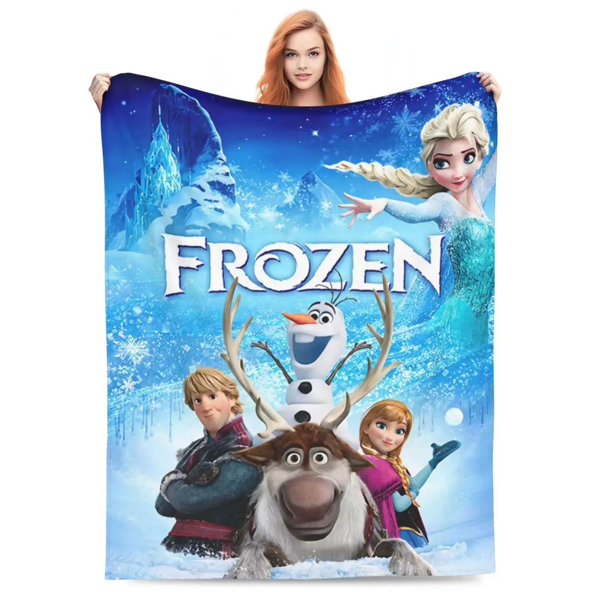 Frozen Anime Flannel Blanket Soft Warm Throw Blanket for Couch Bed Camping Comfortable Bedspread Sofa Bed Cover