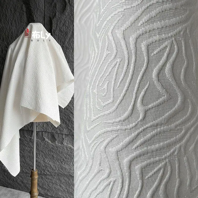 

Off White Maze 3D Jacquard Fabric High Quality For Dress Hat Fashion Designer Upcycle Material